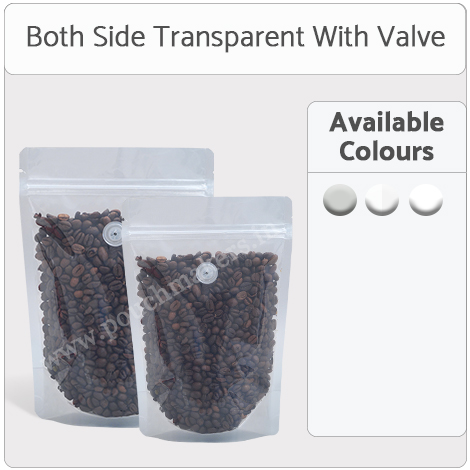 Both Side Transparent Stand Up Pouches With Valve